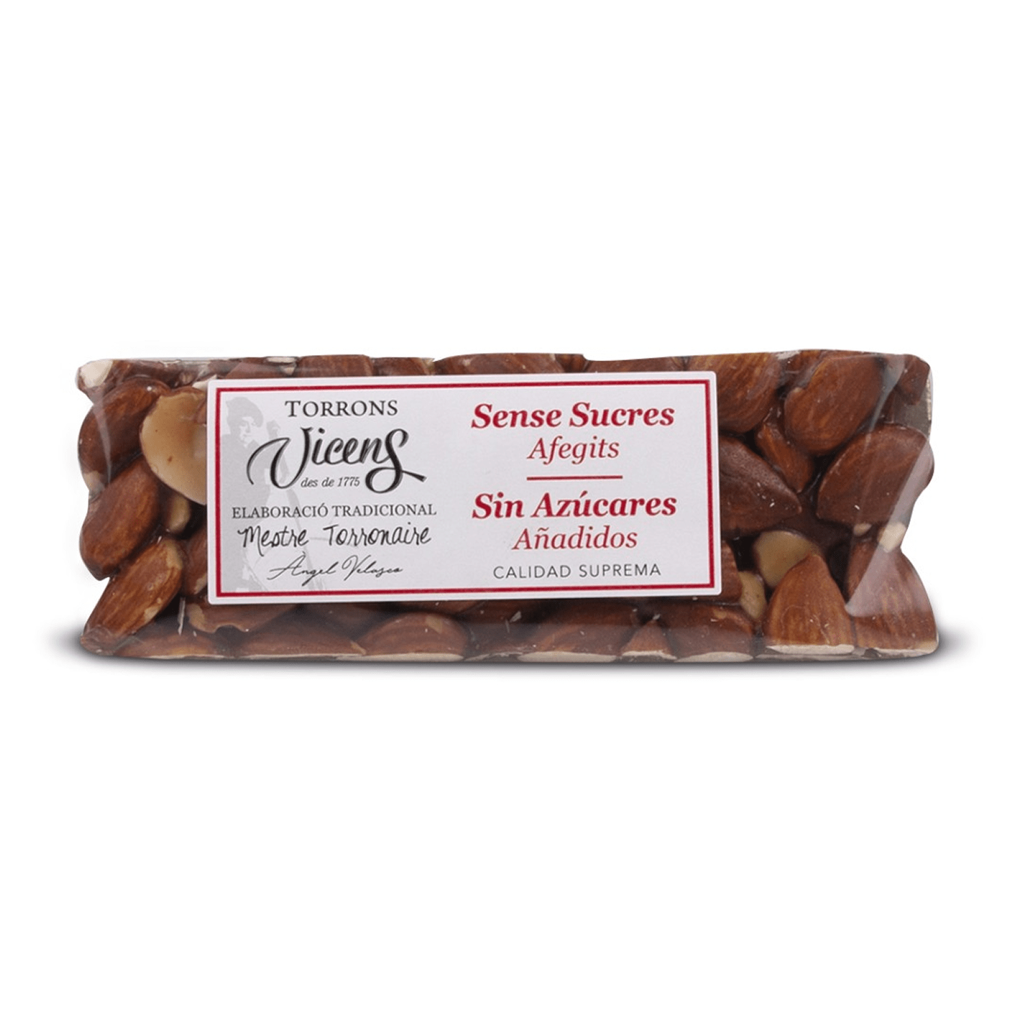 Turrón Artesano sin azúcar Guirlache Almendra Vicens 1 x 80 gr - Bombones - Vicens - 8410495081149 - ExtraVirgen.Store